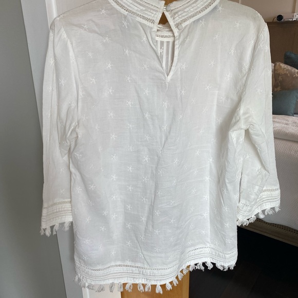 Anthropologie high neck eyelet blouse, 3/4 sleeve - Picture 5 of 9